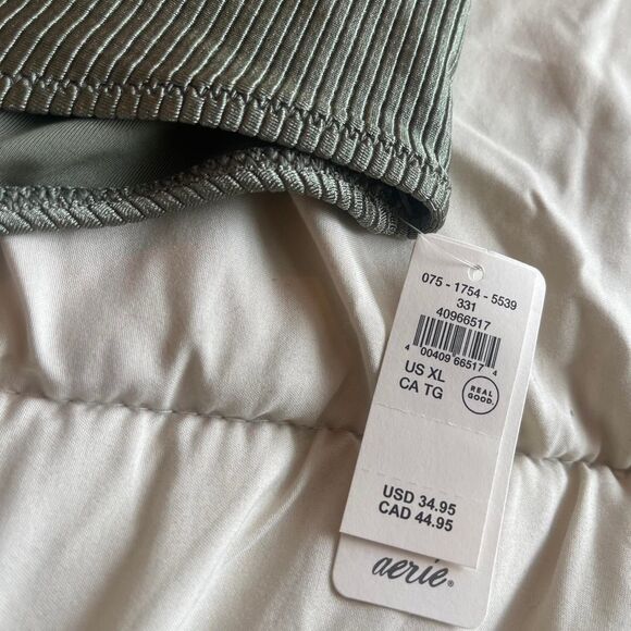 NWT Size XL Aerie Women's Green High Waisted Bikini Bottom - Picture 3 of 3